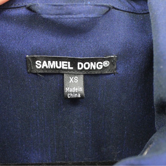 SAMUEL DONG Classic Bubble Hem Trench Coat Jacket Lined Navy Blue Dress … - Picture 13 of 14